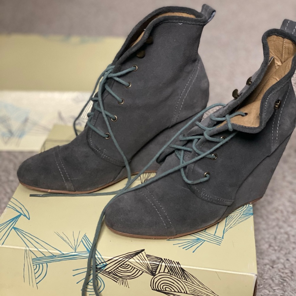 Urban Outfitters grey suede lace-up wedge boot. Very comfortable.
